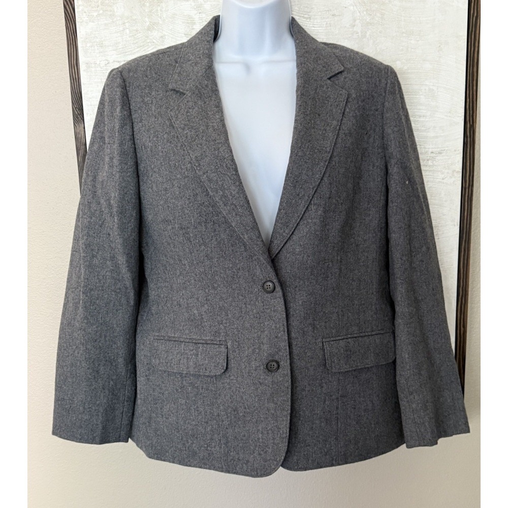 Pendleton Wool Blazer Jacket Grey 2 Button Womens  Sz 6? Made In USA 100% Virgin